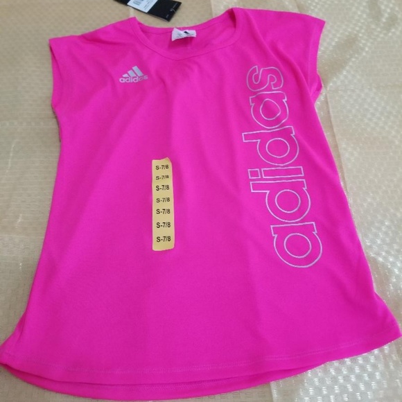 adidas Other - Adidas-Girls-Hot-Pink-T-Shirts-Sz 7/8 NWT